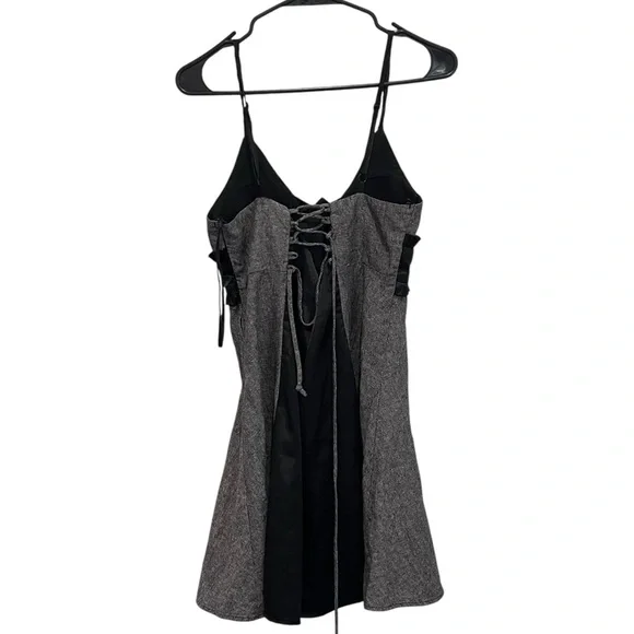 y2k wet seal gray and black baby doll v neck dress medium - Picture 3 of 9